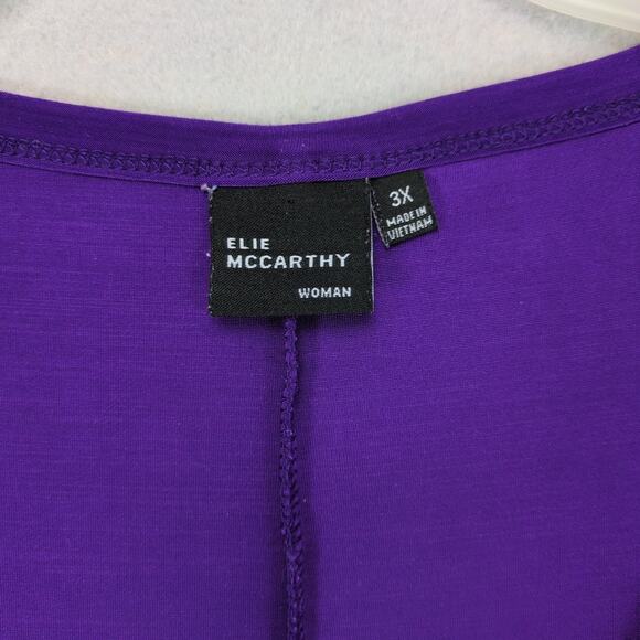 Elie McCarthy Women's 3X Plus Size Purple Blouse Top V-Neck Flowy Stretch Fabric - Picture 2 of 6